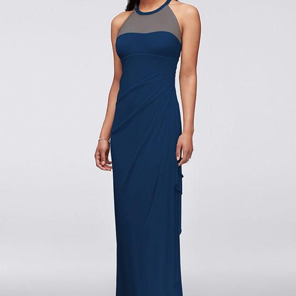 DB Studio Bridesmaids Dress with Illusion Neckline | Marine Size 12 - Picture 1 of 15